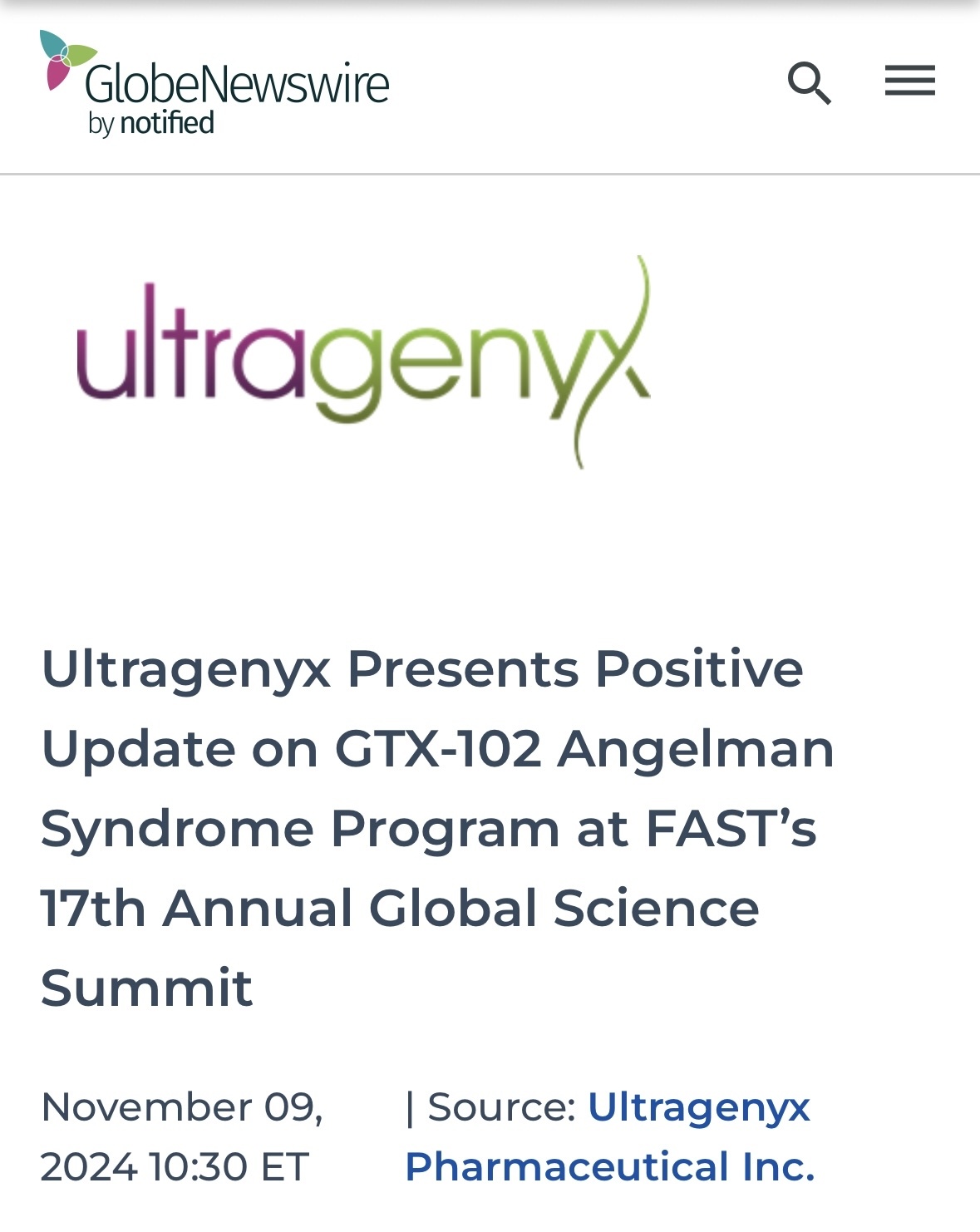 $Ultragenyx Pharmaceutical (RARE.US)$