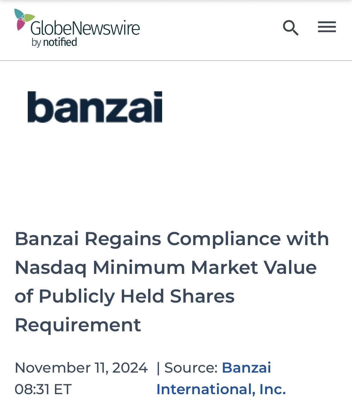 $Banzai International (BNZI.US)$