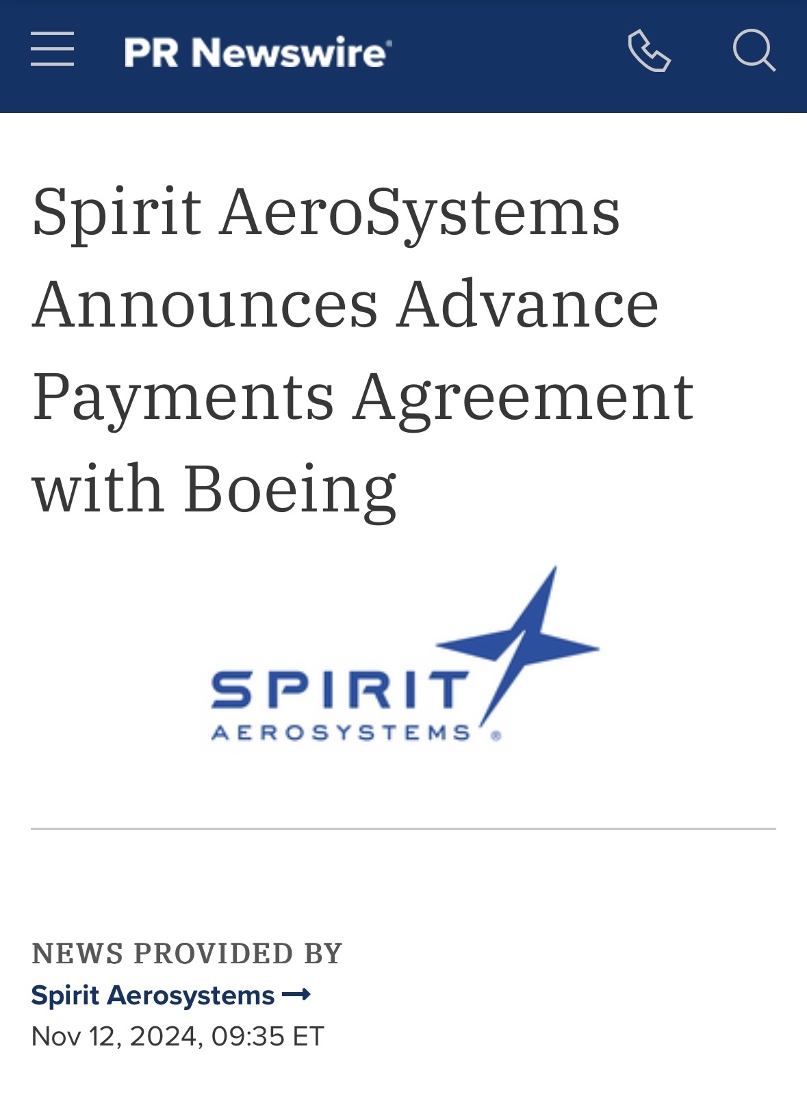 $Spirit Aerosystems (SPR.US)$