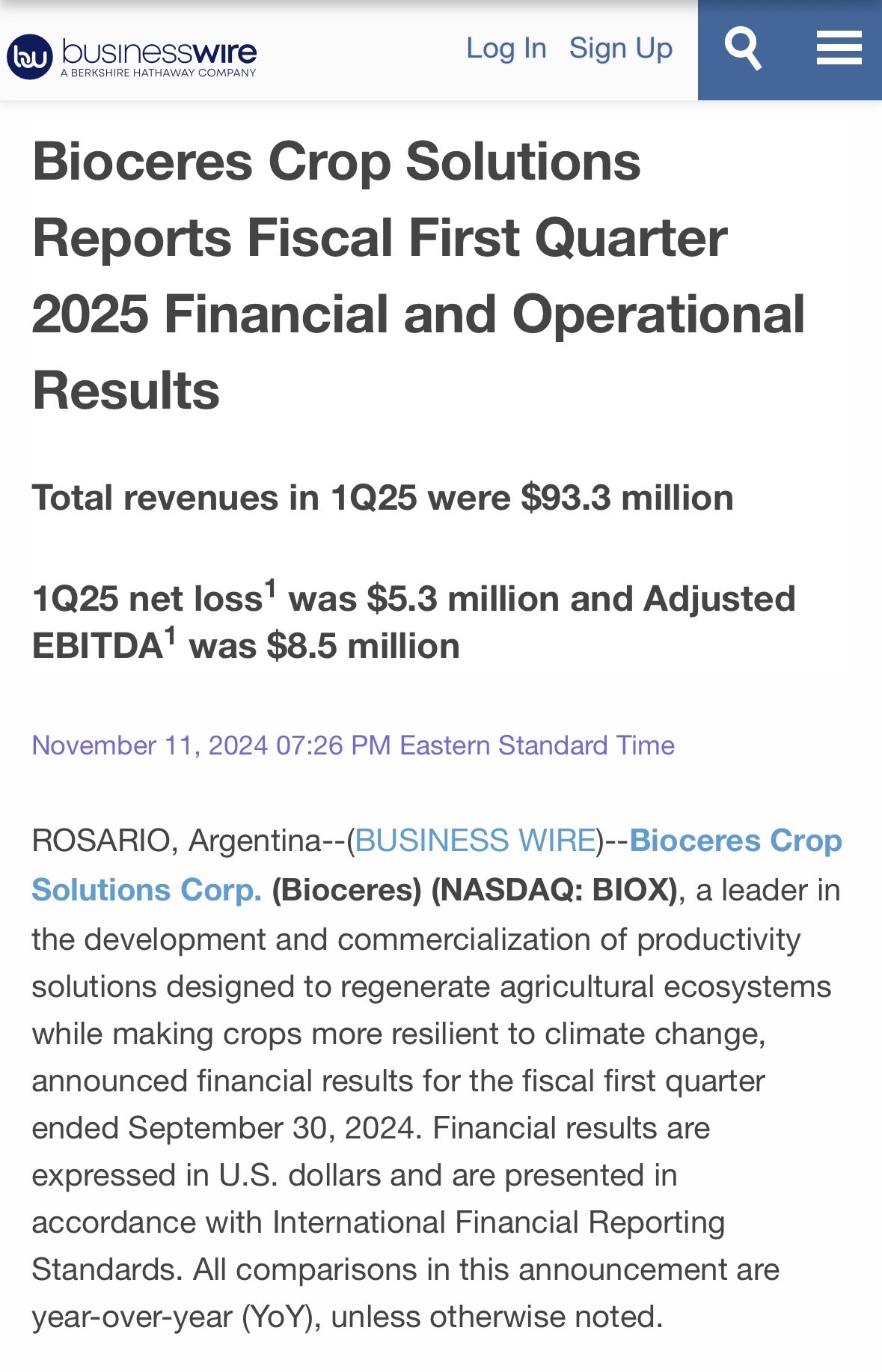 $Bioceres Crop Solutions (BIOX.US)$