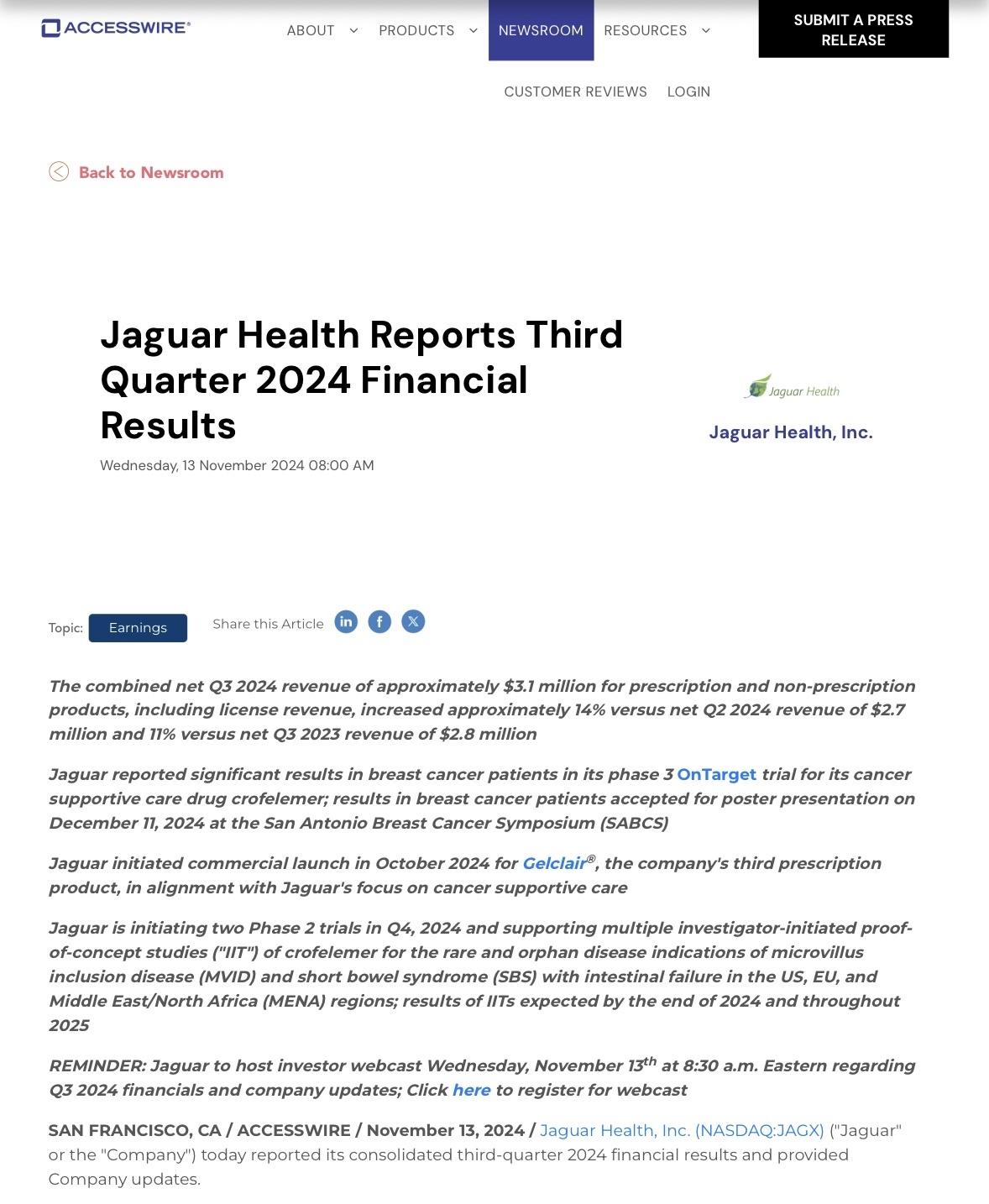 $Jaguar Health (JAGX.US)$