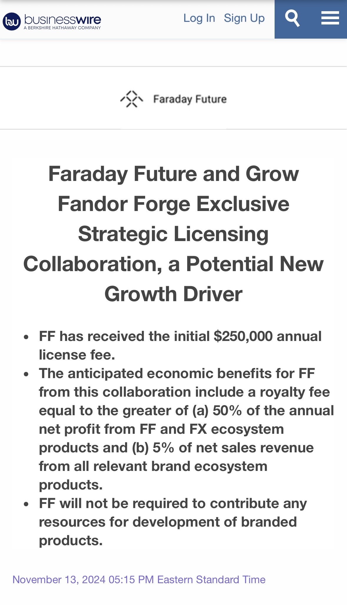 $Faraday Future Intelligent Electric Inc. (FFIE.US)$