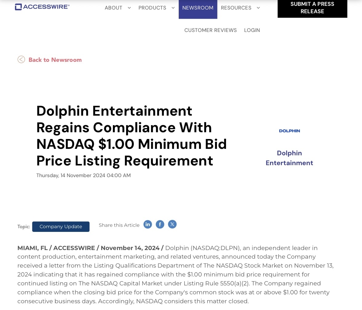 $Dolphin Entertainment (DLPN.US)$