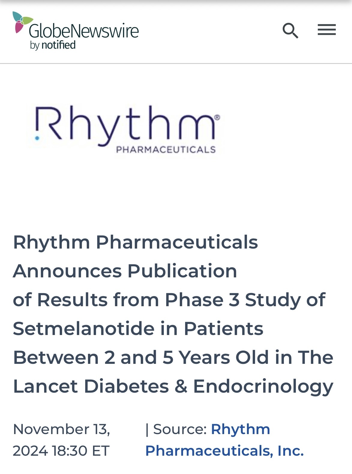 $Rhythm Pharmaceuticals (RYTM.US)$