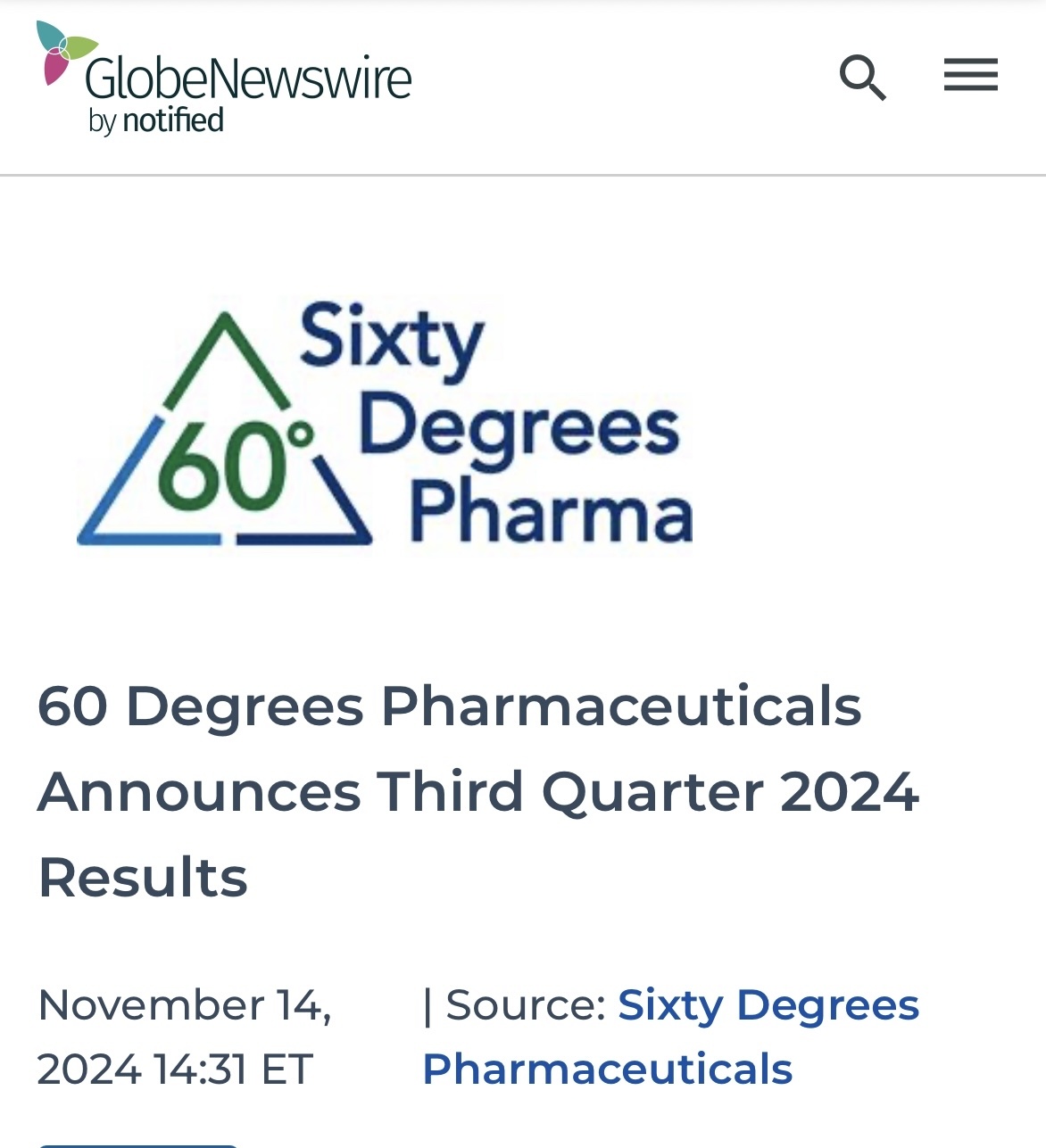 $60 Degrees Pharmaceuticals (SXTP.US)$