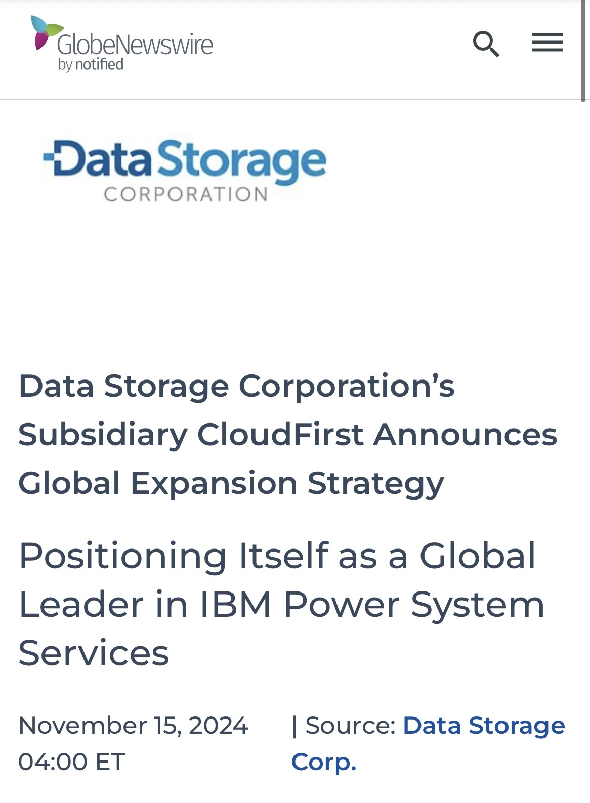 $Data Storage (DTST.US)$