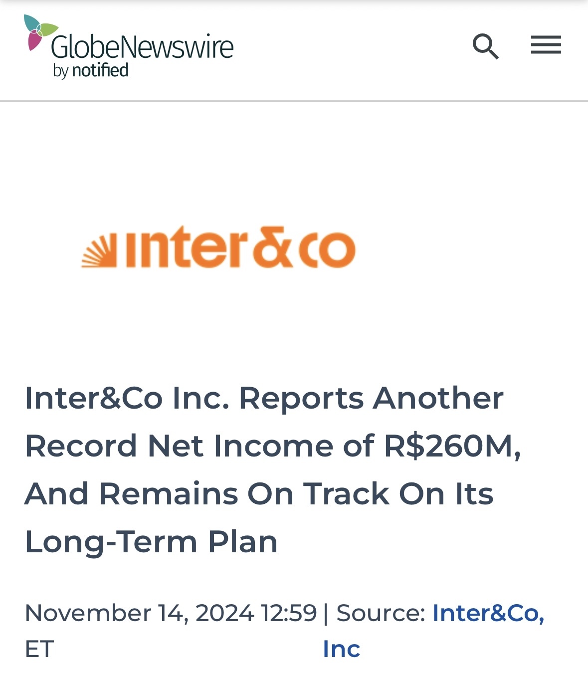 $Inter & Co (INTR.US)$