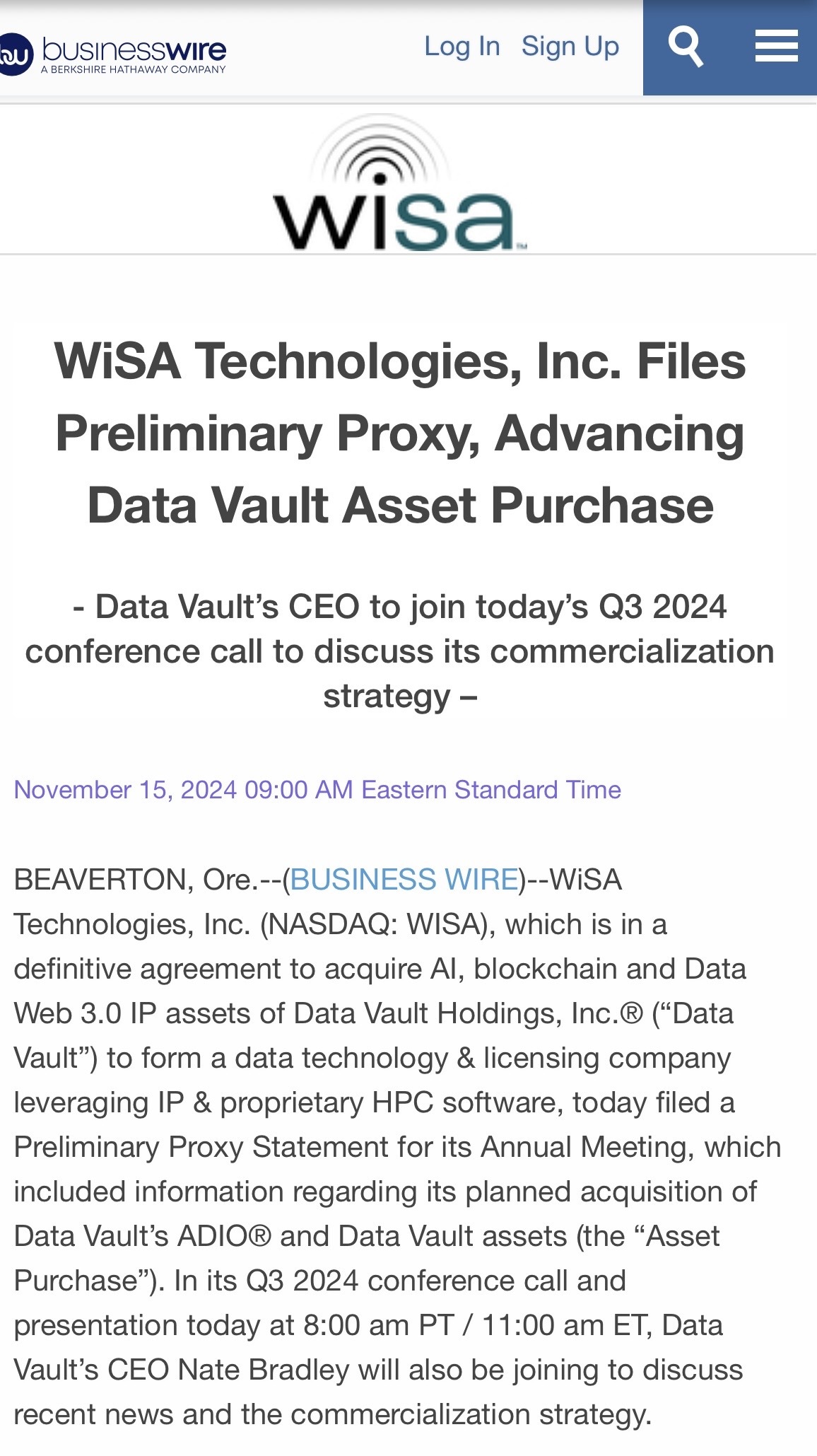 $WiSA Technologies (WISA.US)$