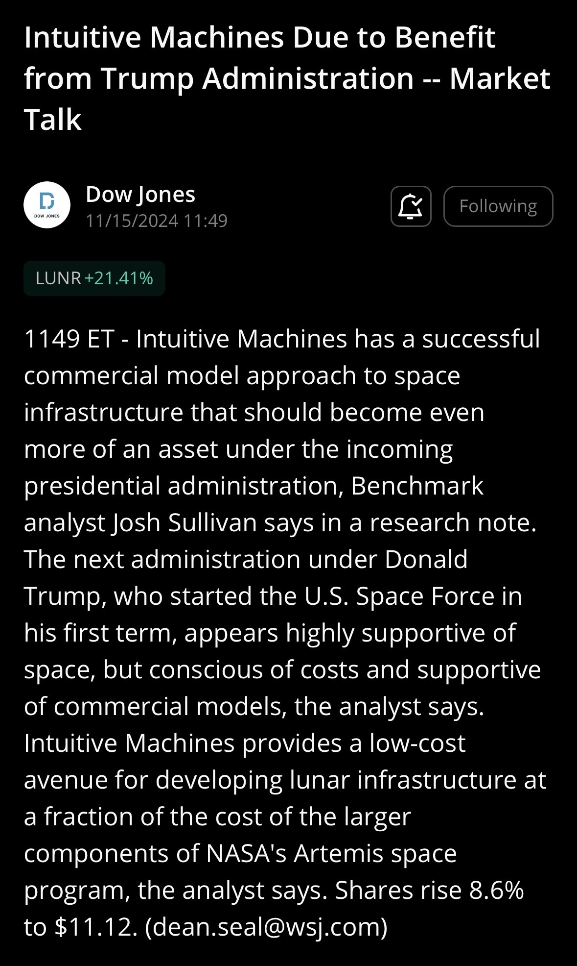 「直感的なマシンズはトランプ政権から恩恵を受ける予定です」