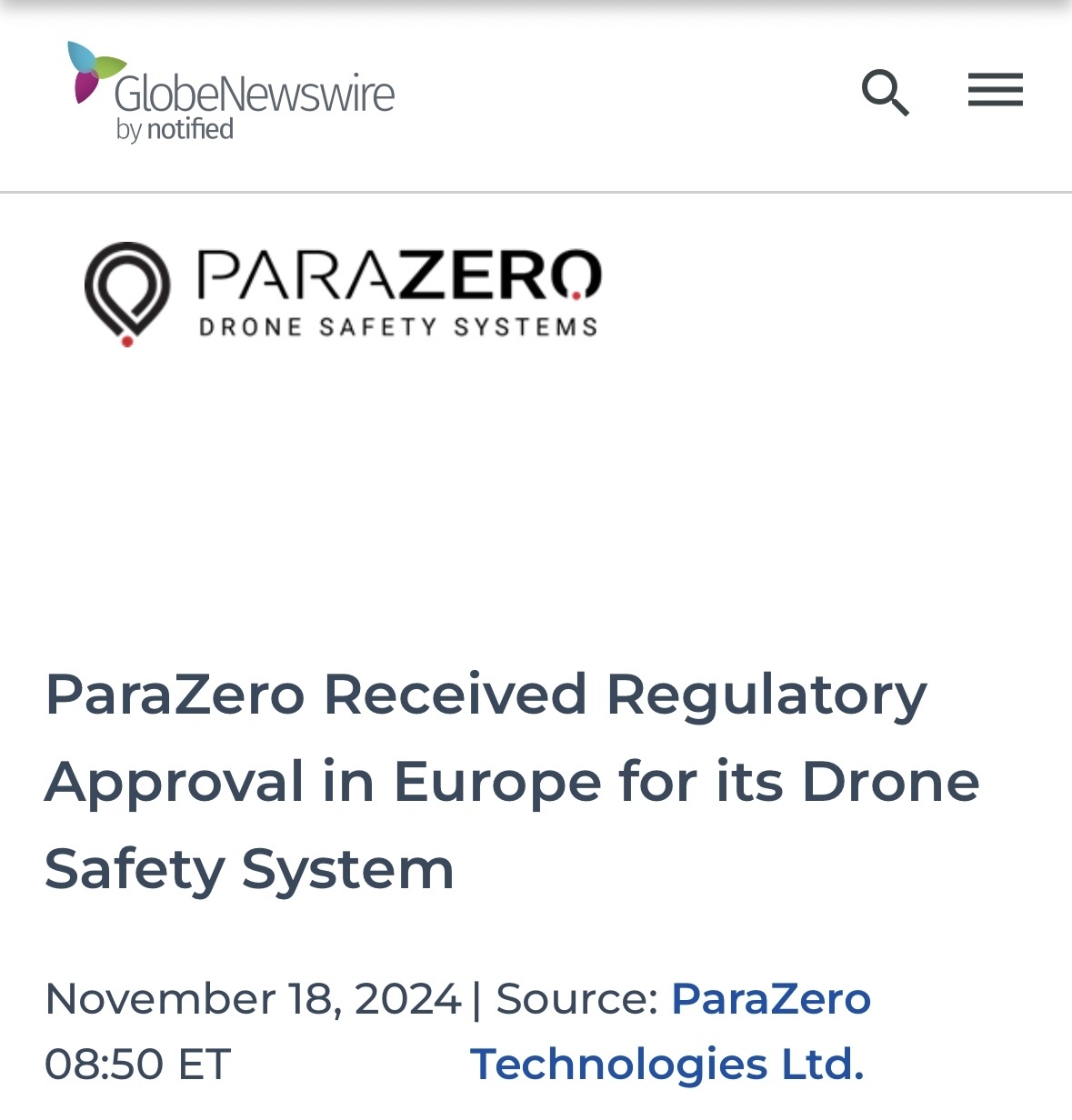 $ParaZero Technologies (PRZO.US)$