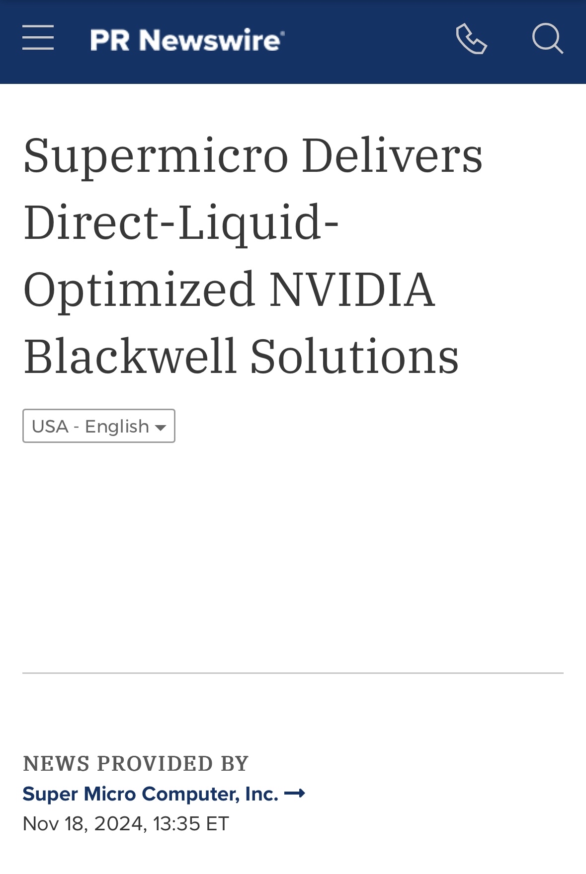 Supermicro Delivers Direct-Liquid-Optimized NVIDIA Blackwell Solutions