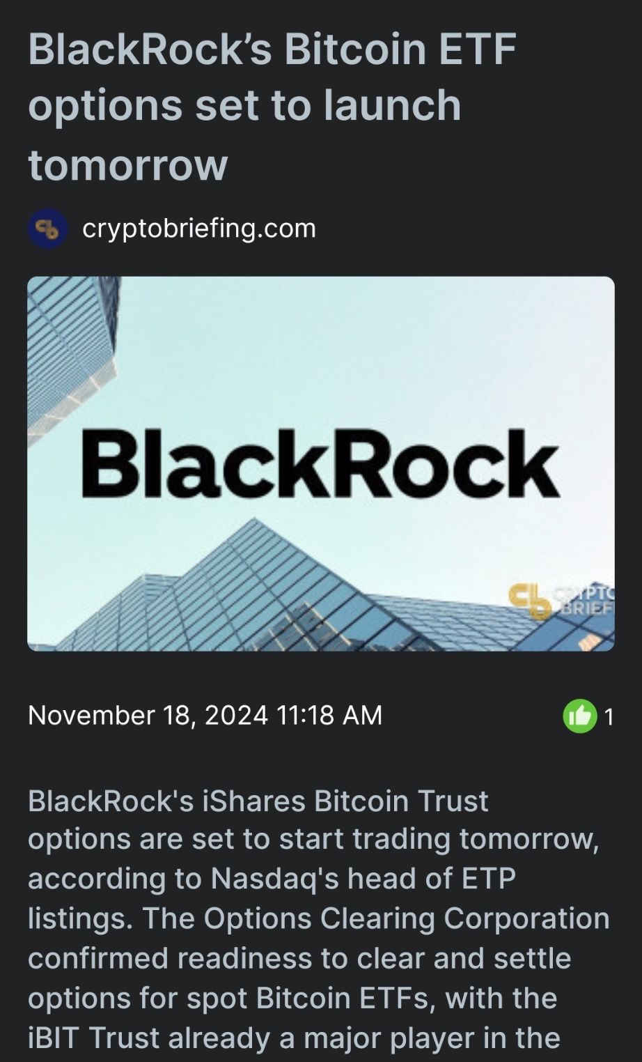 Black rock’s Bitcoin ETF options set to launch tomorrow