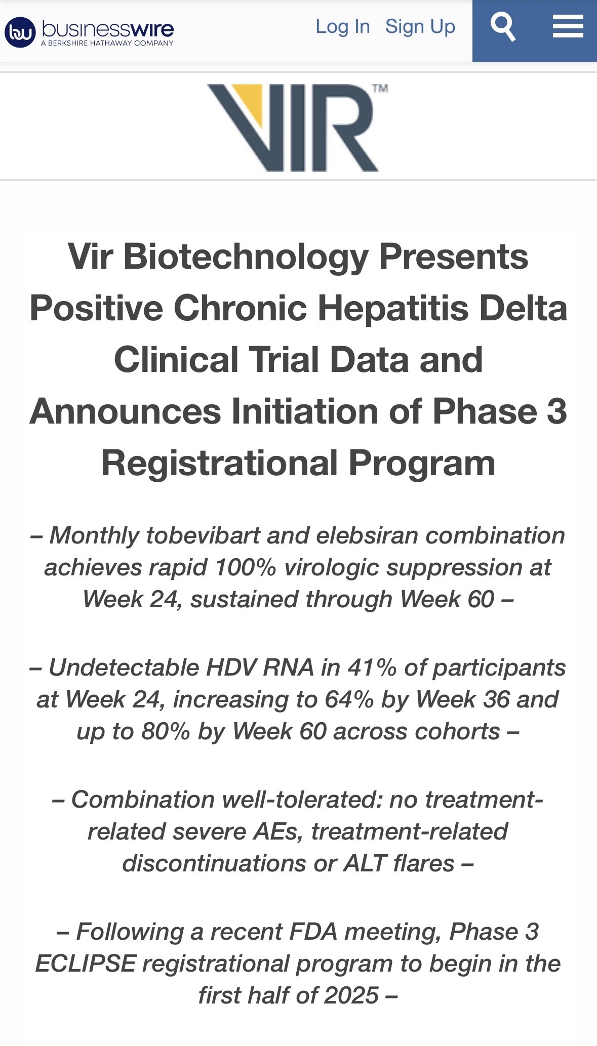 $Vir Biotechnology (VIR.US)$