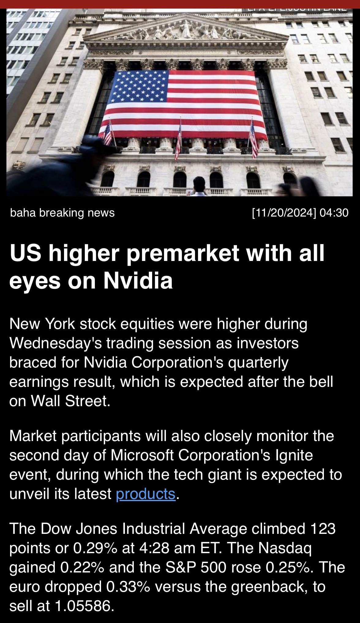 U.S. higher premarket with all eyes on Nvidia