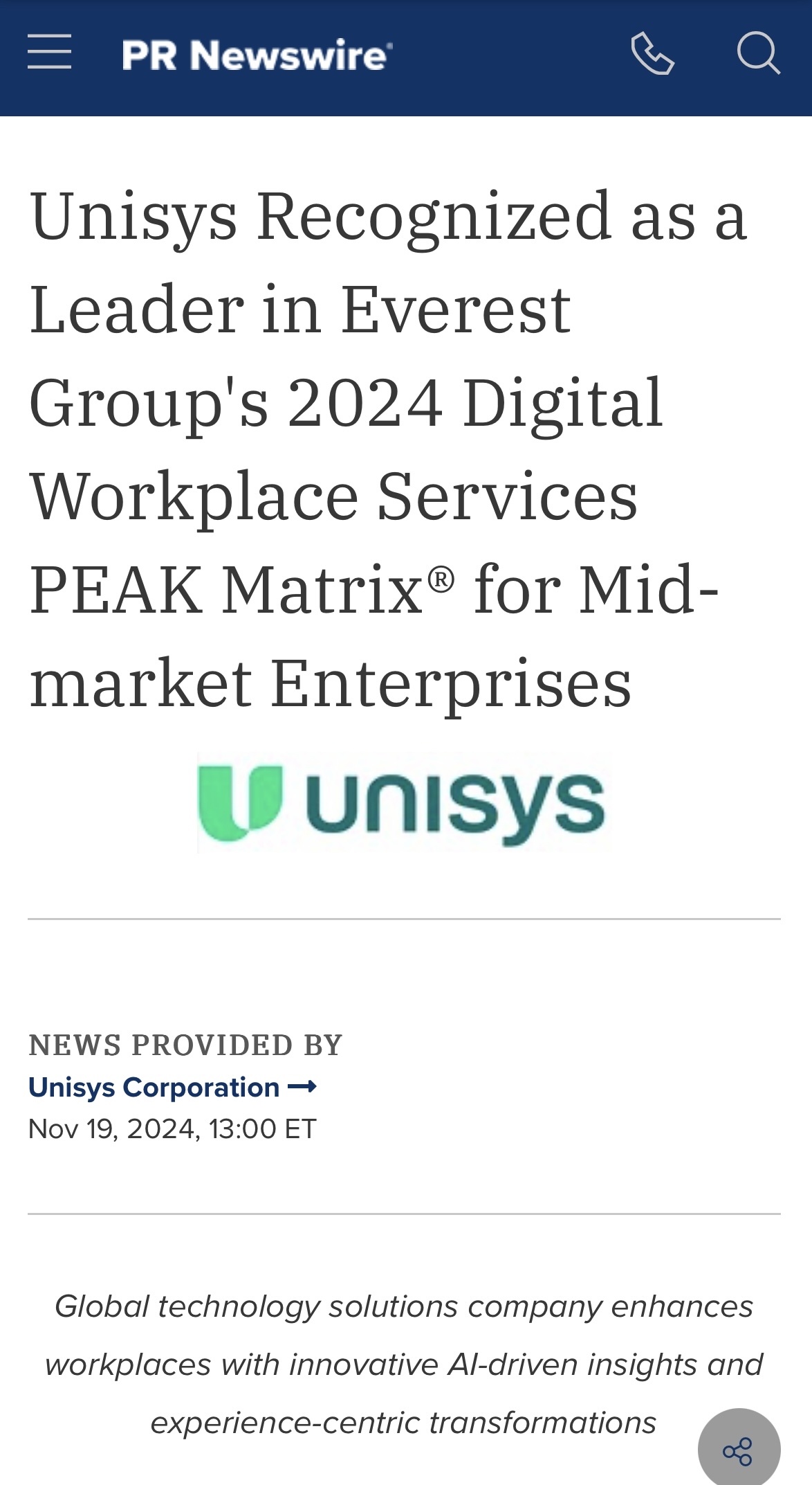 $Unisys (UIS.US)$