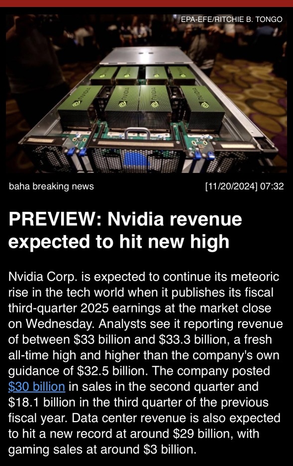 PREVIEW: Nvidia revenue expected to hit new high.