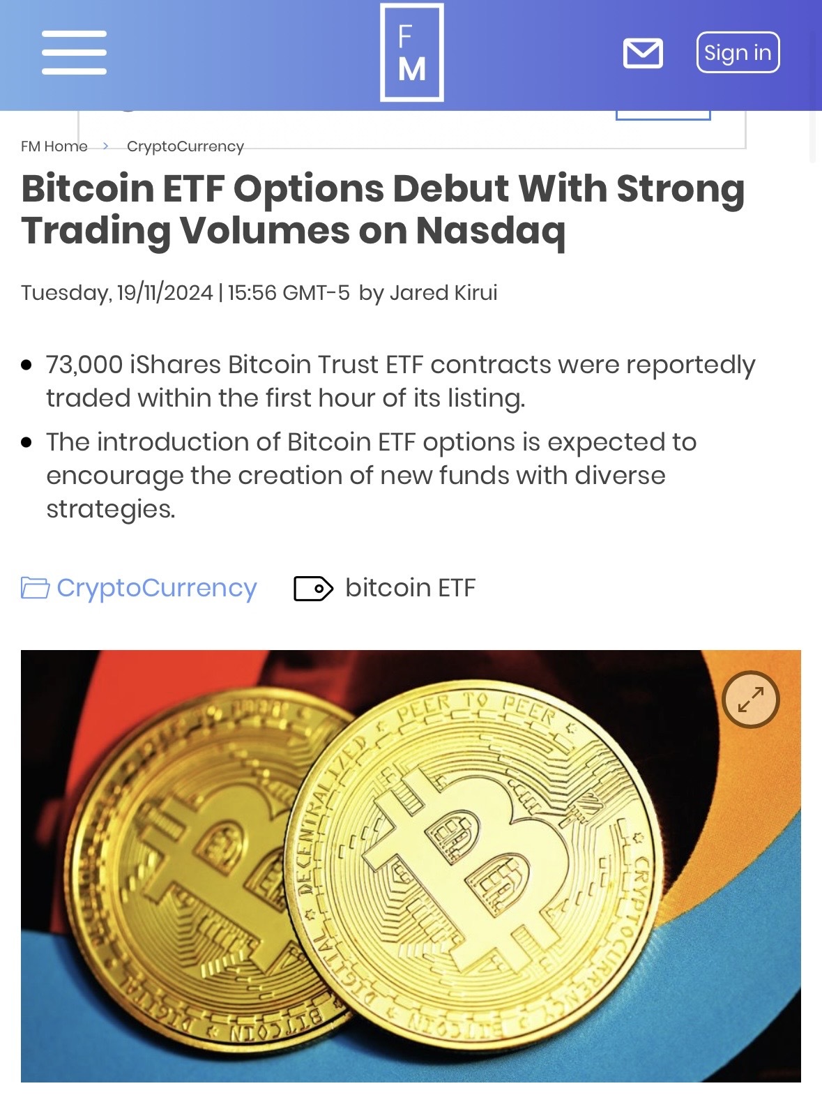 Bitcoin ETF Options Debut With Strong Trading Volumes on Nasdaq.