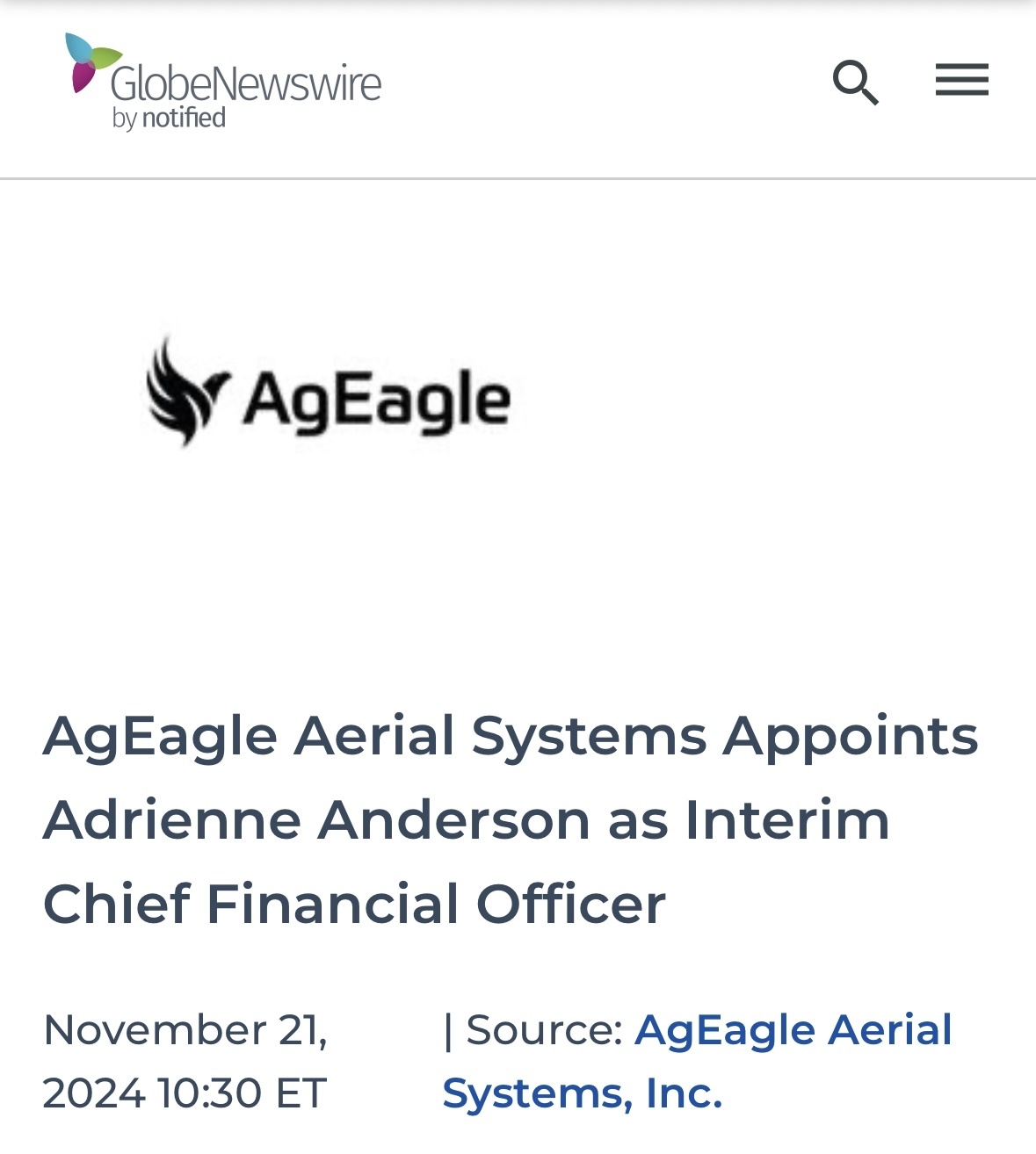 $AgEagle Aerial Systems (UAVS.US)$