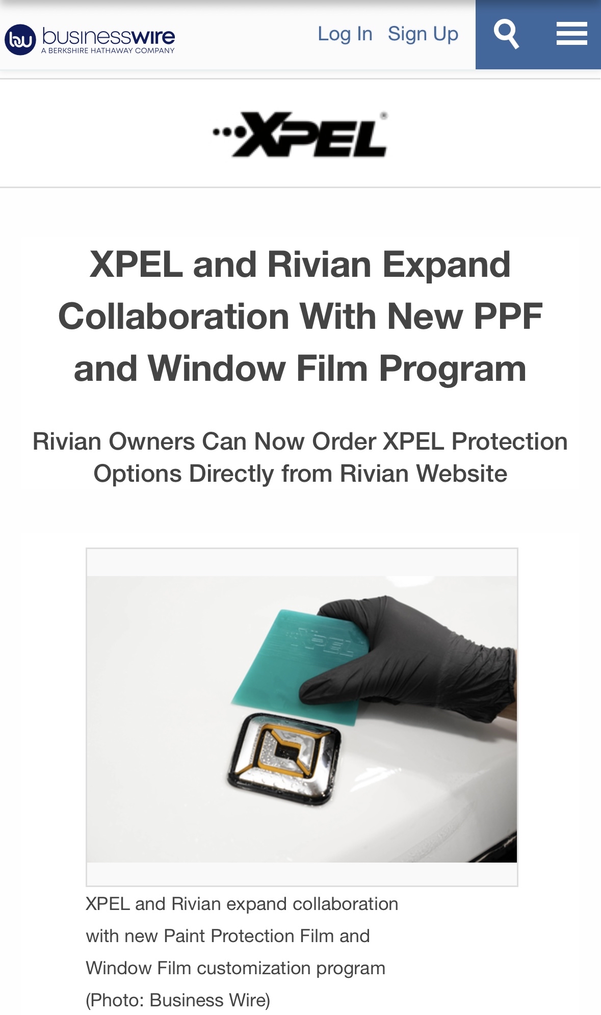 XPEL and Rivian Expand Collaboration With New PPF and Window Film Program.