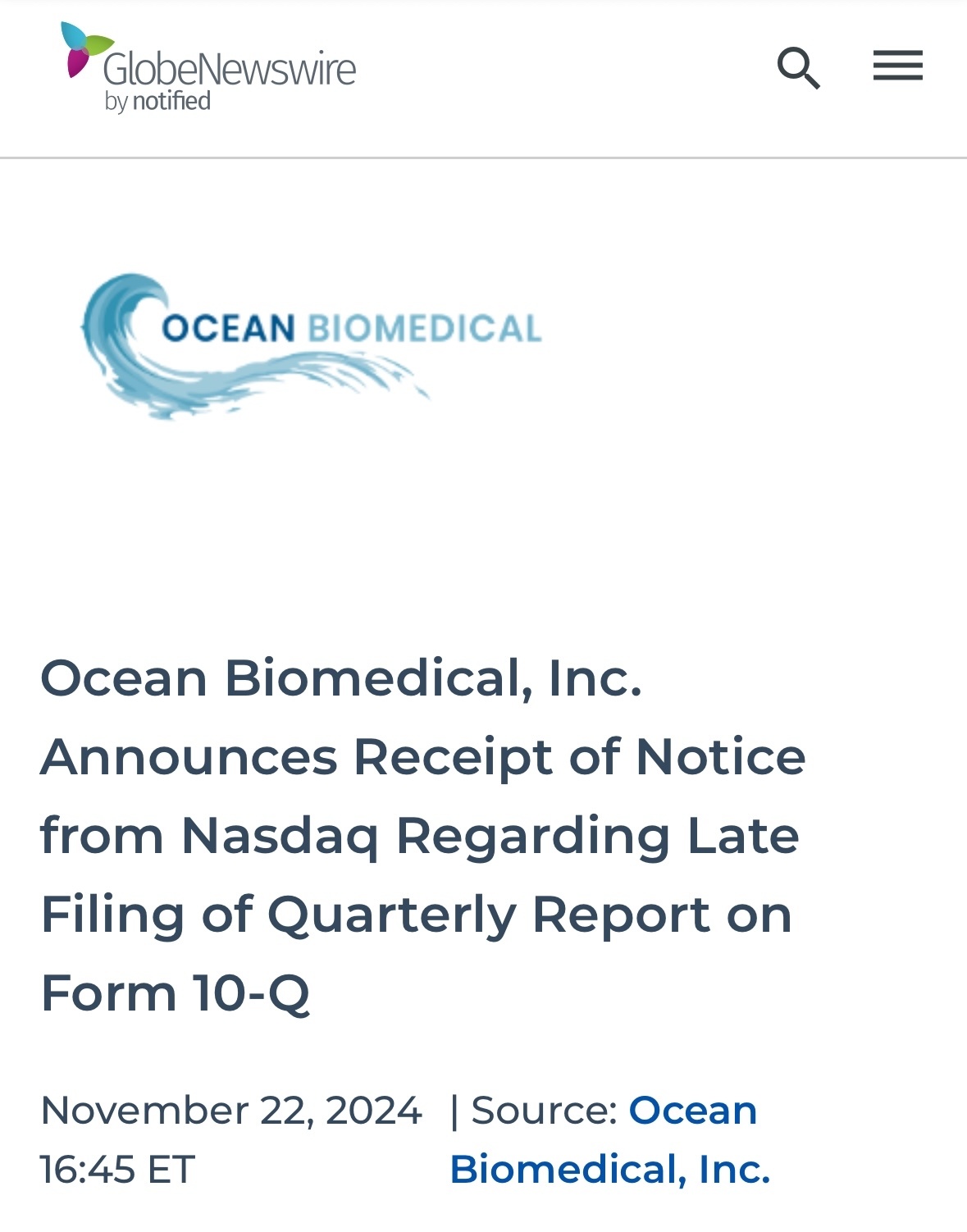 $Ocean Biomedical (OCEA.US)$