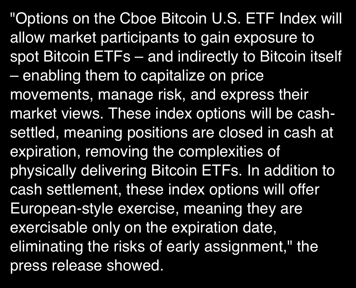 cboe将于12月2日开始提供比特币指数期权。