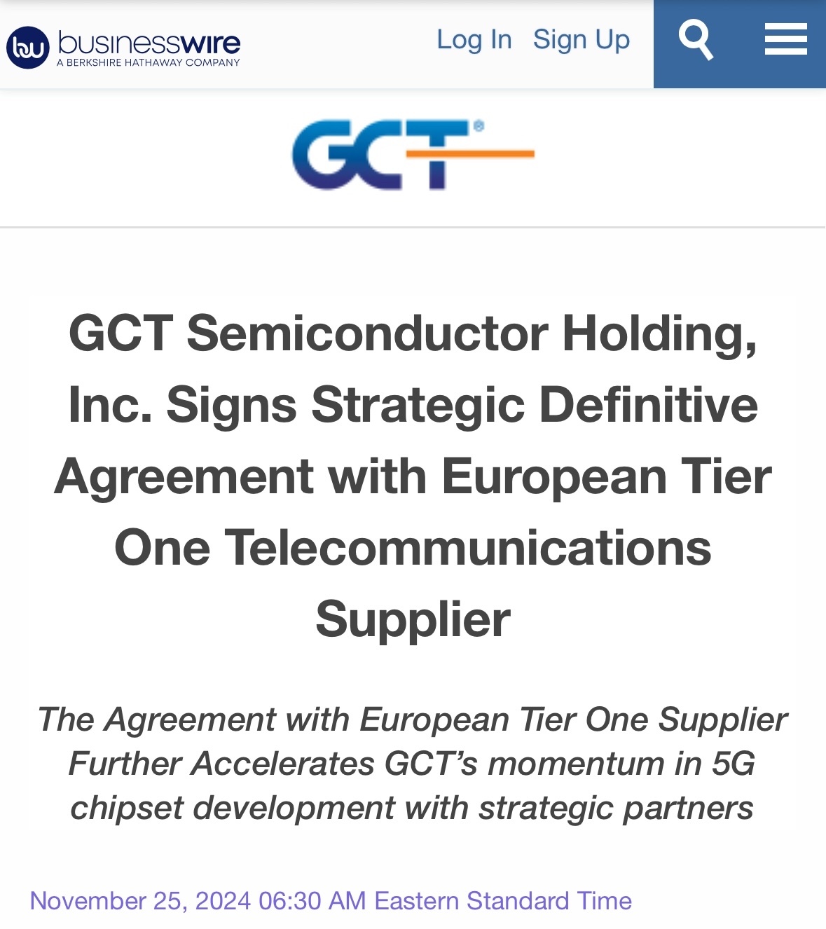 $GCT Semiconductor Holding (GCTS.US)$