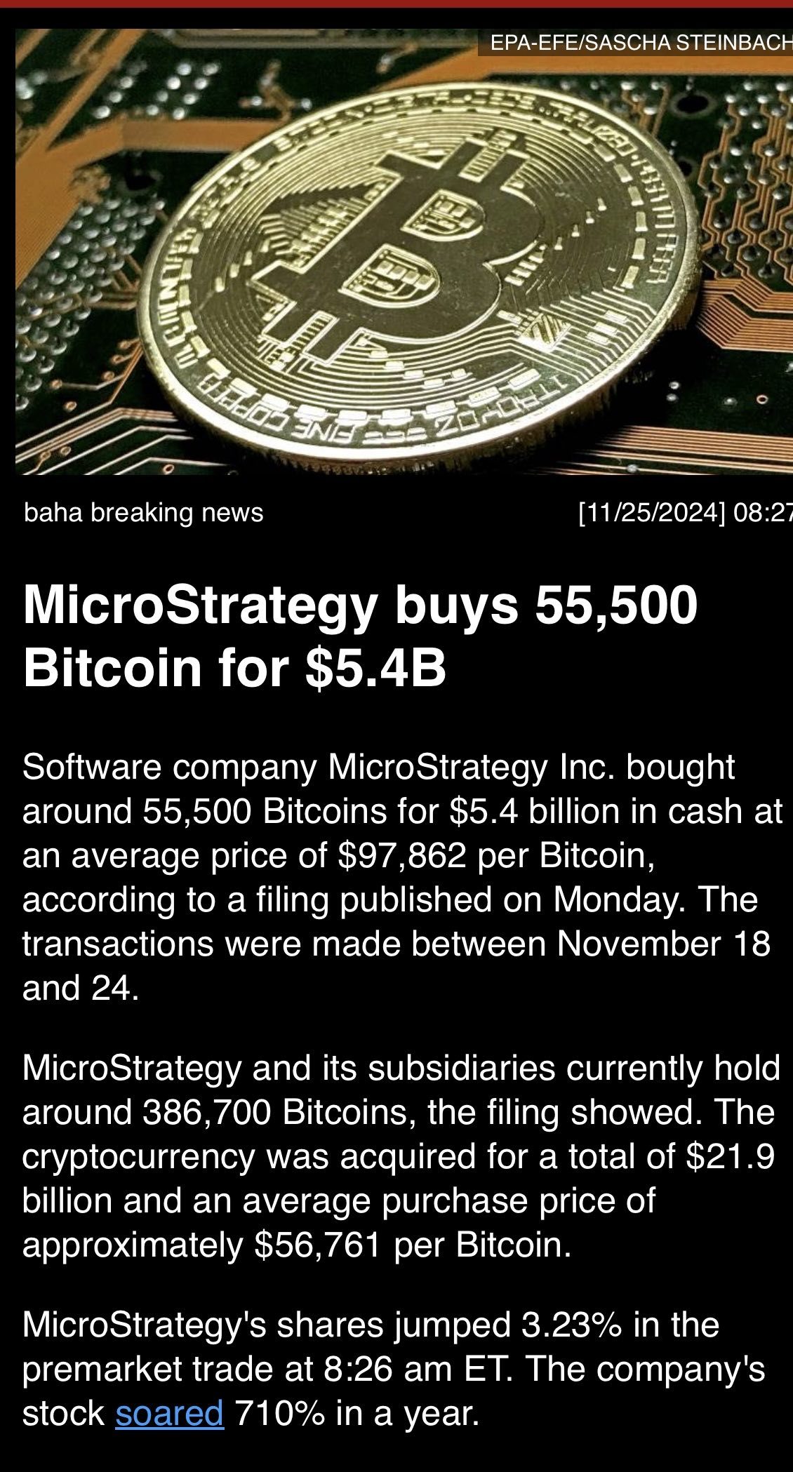 microstrategy以54億美元購買了55,500個比特幣