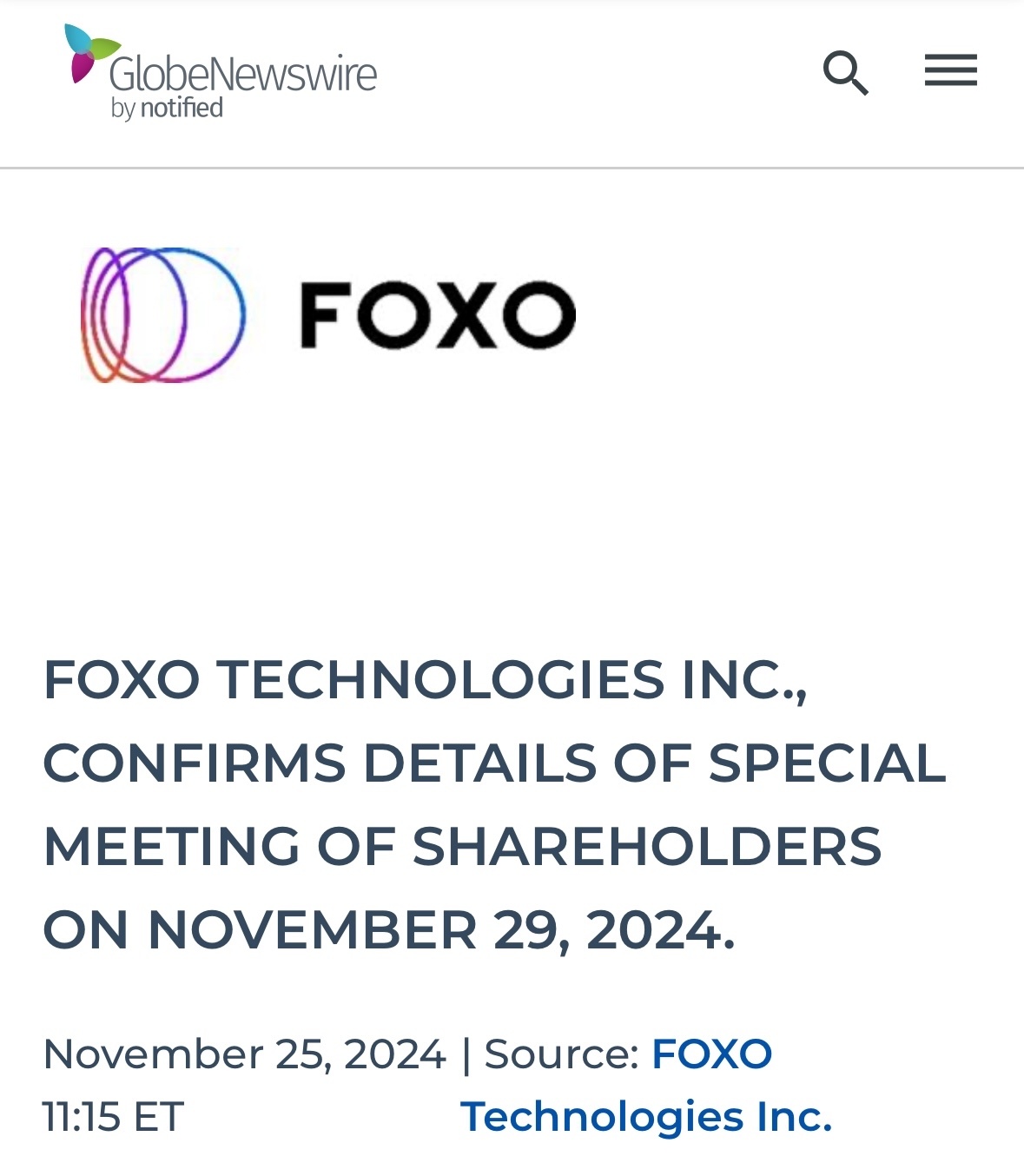 $FOXO Technologies (FOXO.US)$