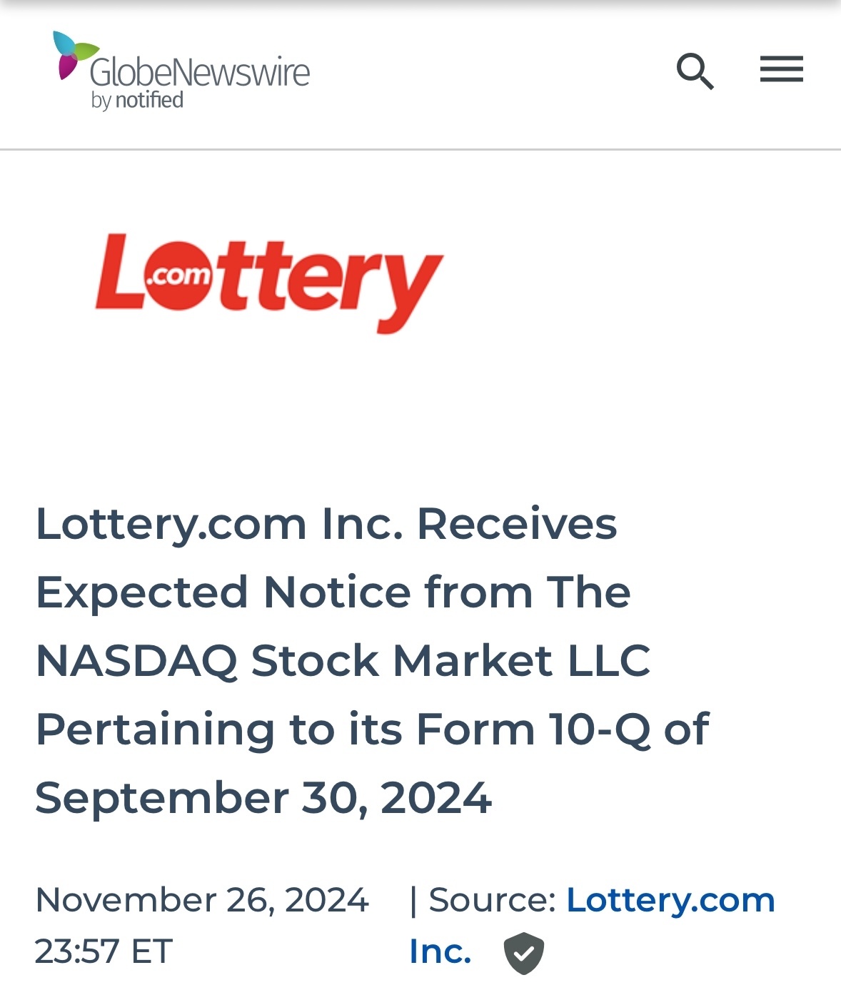 $Lottery.com (LTRY.US)$