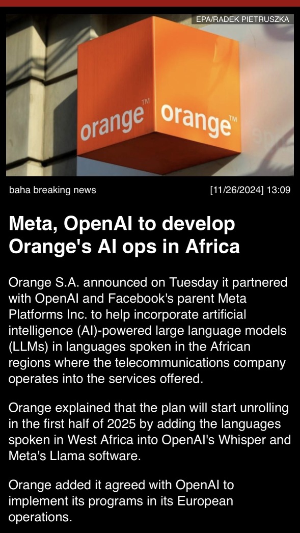 Meta, OpenAI to develop Orange’s ops in Africa.