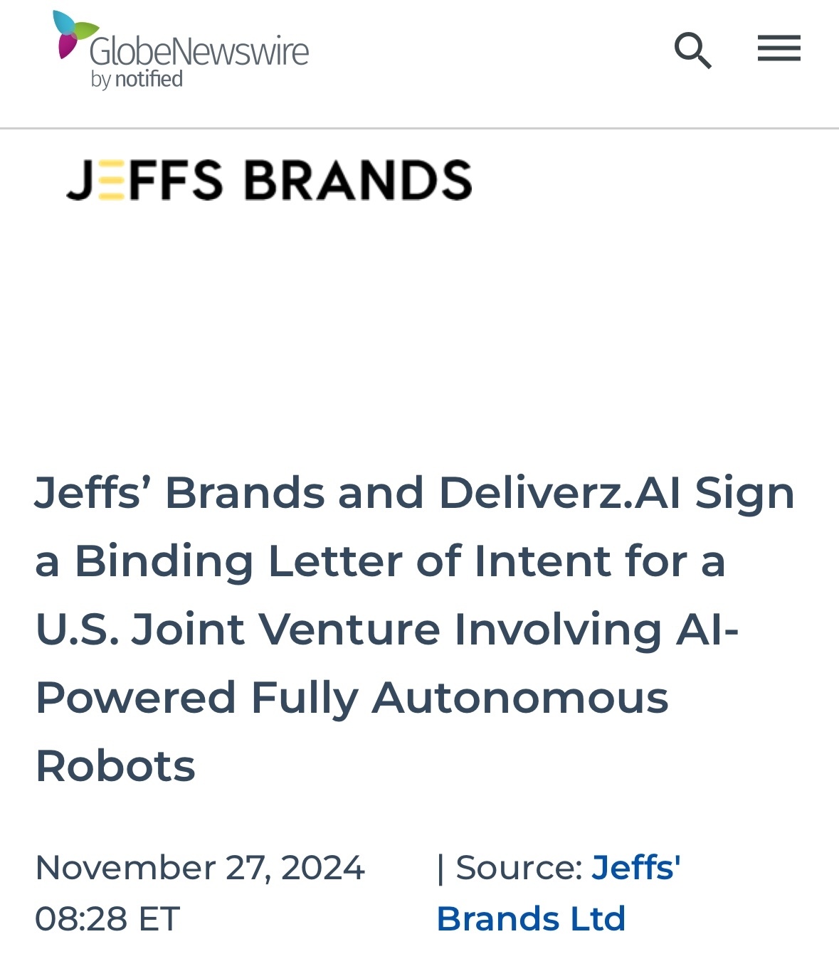 $Jeffs' Brands (JFBR.US)$