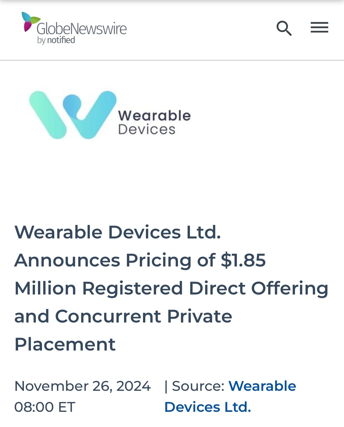 $Wearable Devices (WLDS.US)$