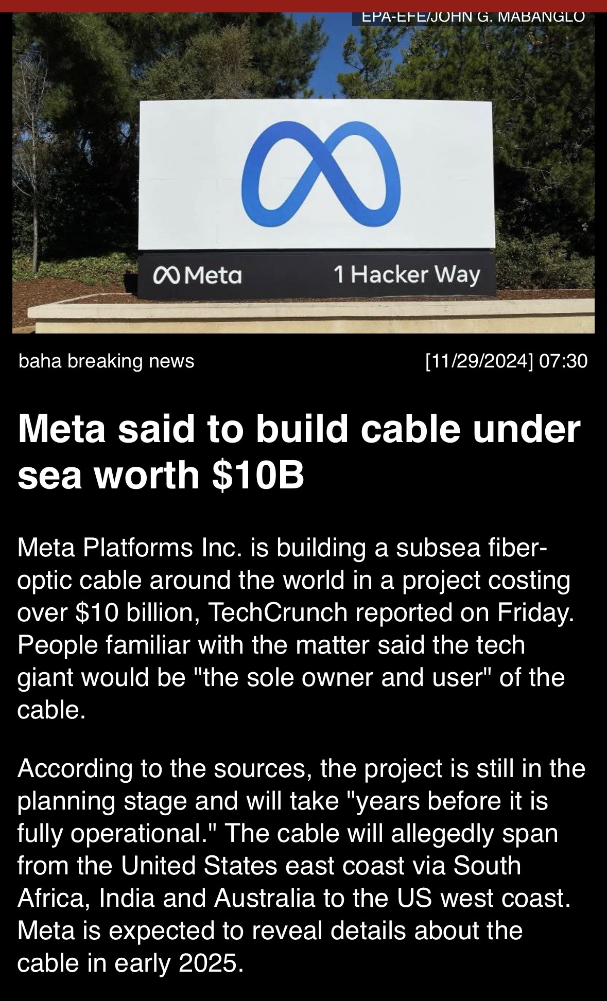 Meta said to build cable under the sea worth 10B.  *🍍🧽 🦑👈 Yup, I was thinking the same. 🤣