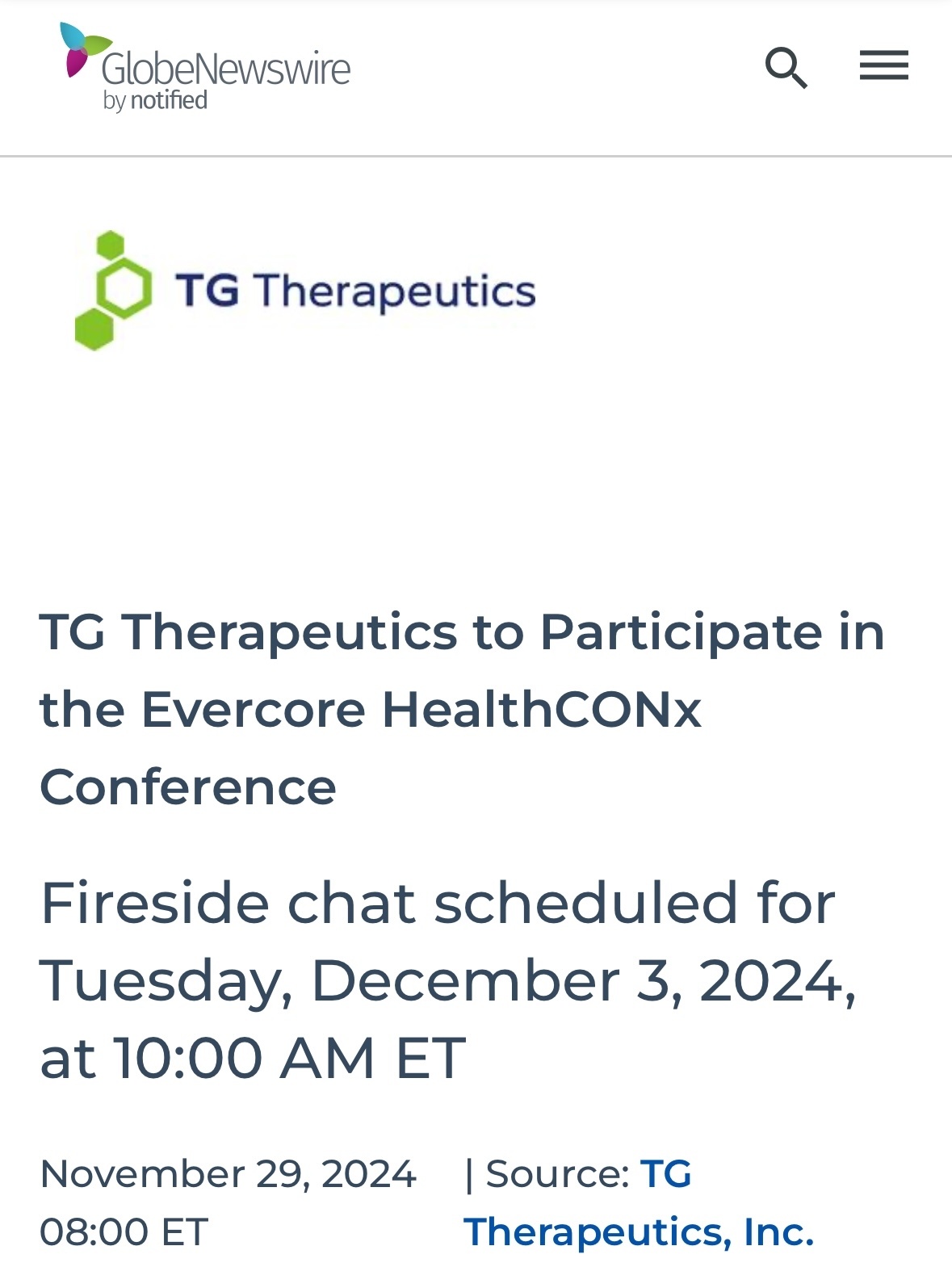 $TG Therapeutics (TGTX.US)$