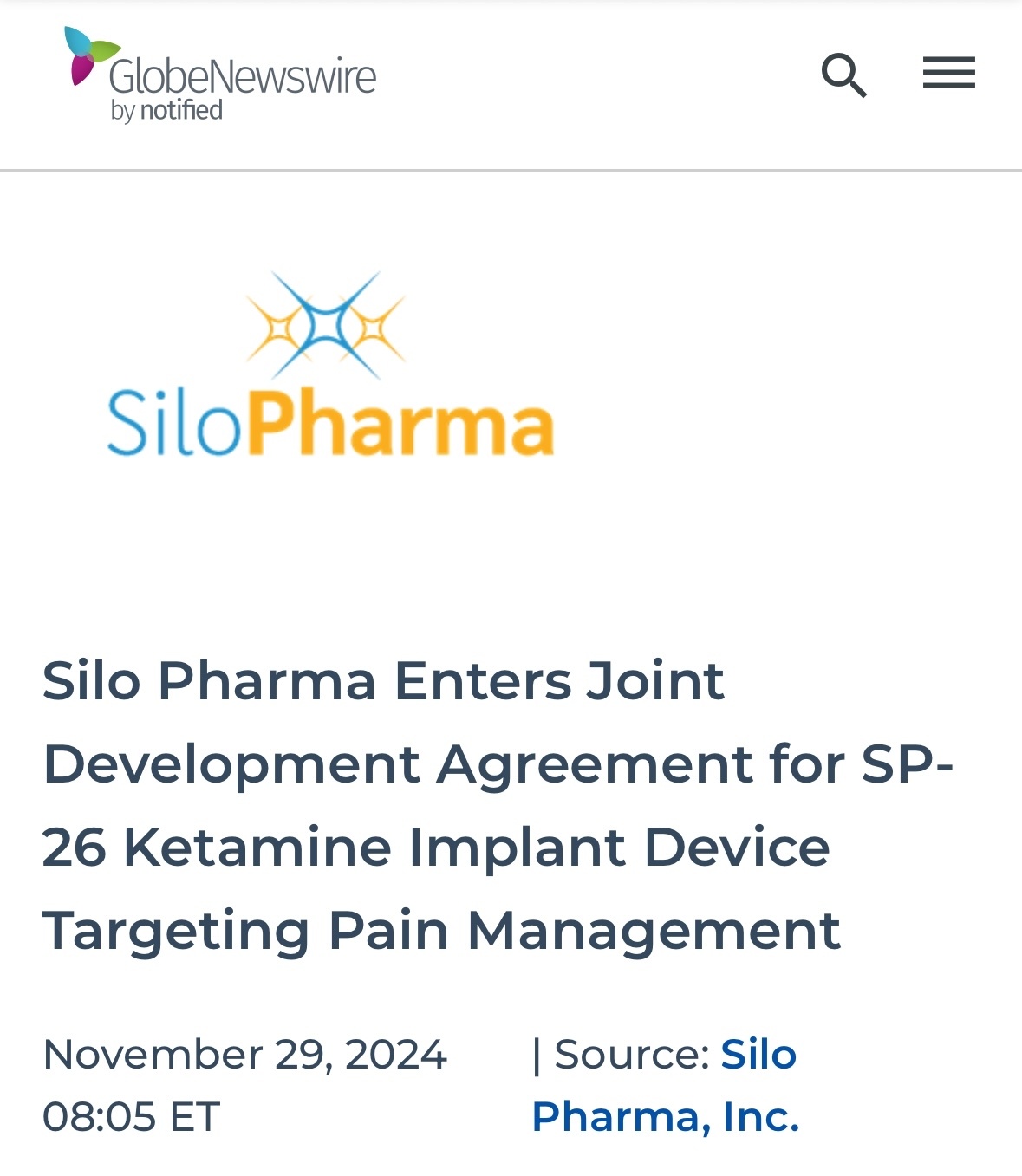 $Silo Pharma (SILO.US)$