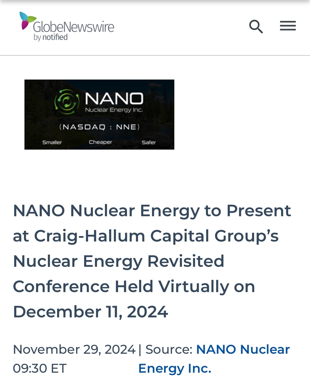 $NANO Nuclear Energy (NNE.US)$