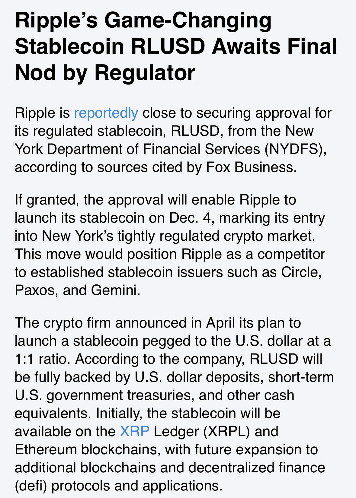 リップルのステーブルコインが承認を受け、ローンチのカウントダウンが開始されました - moomooコミュニティ