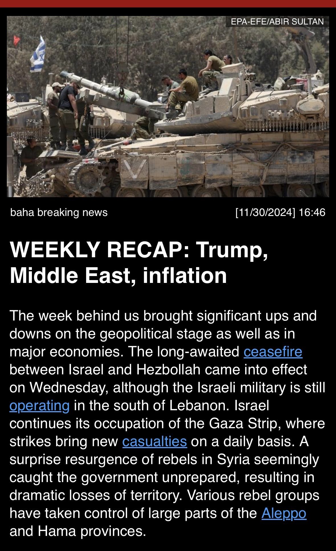 WEEKLY RECAP: Trump, Middle East, Inflation