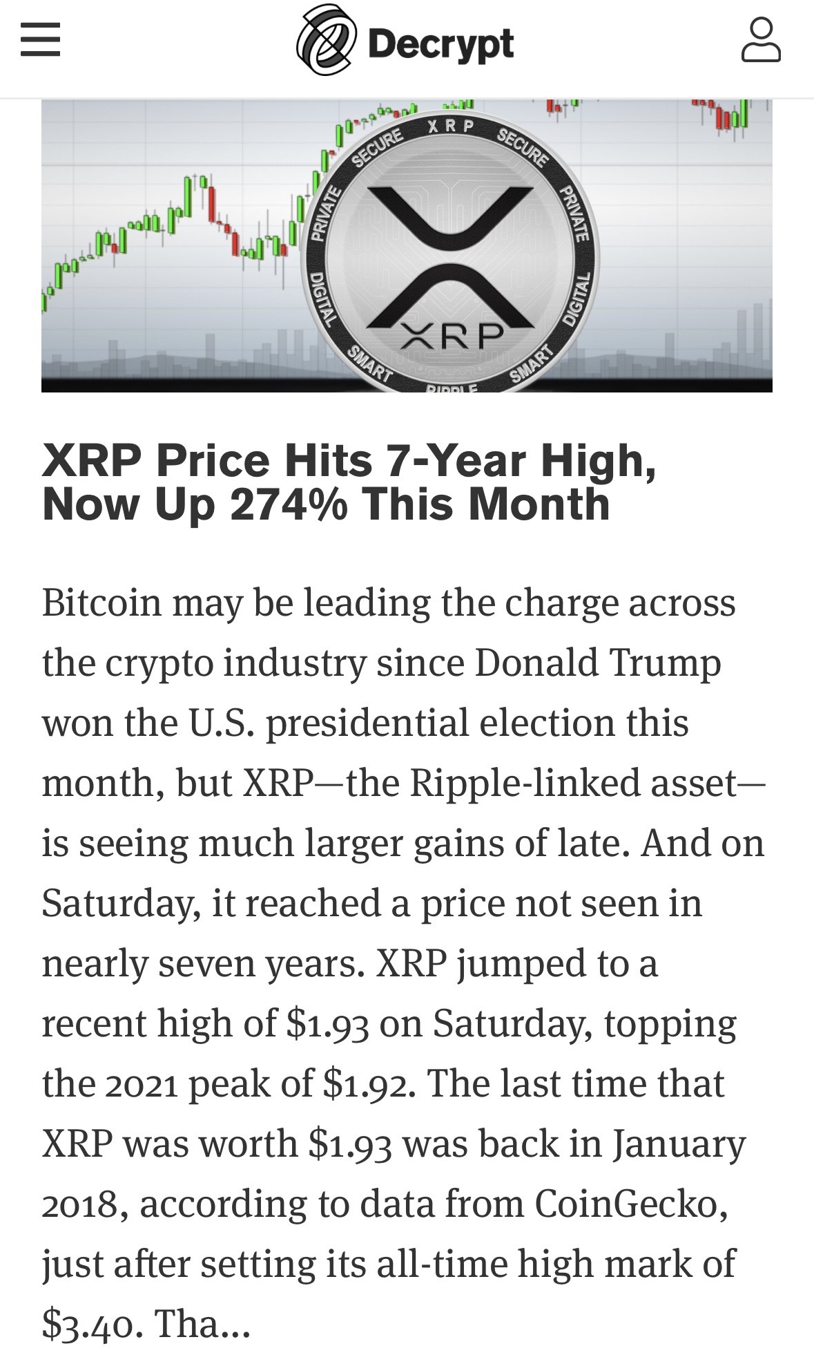 リップルの価格が7年ぶりの最高値を記録し、今月274％上昇しました。 - moomooコミュニティ