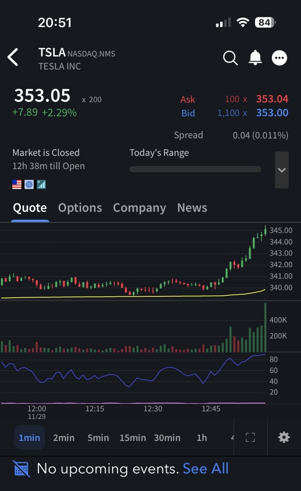 TSLA Overnight Open.