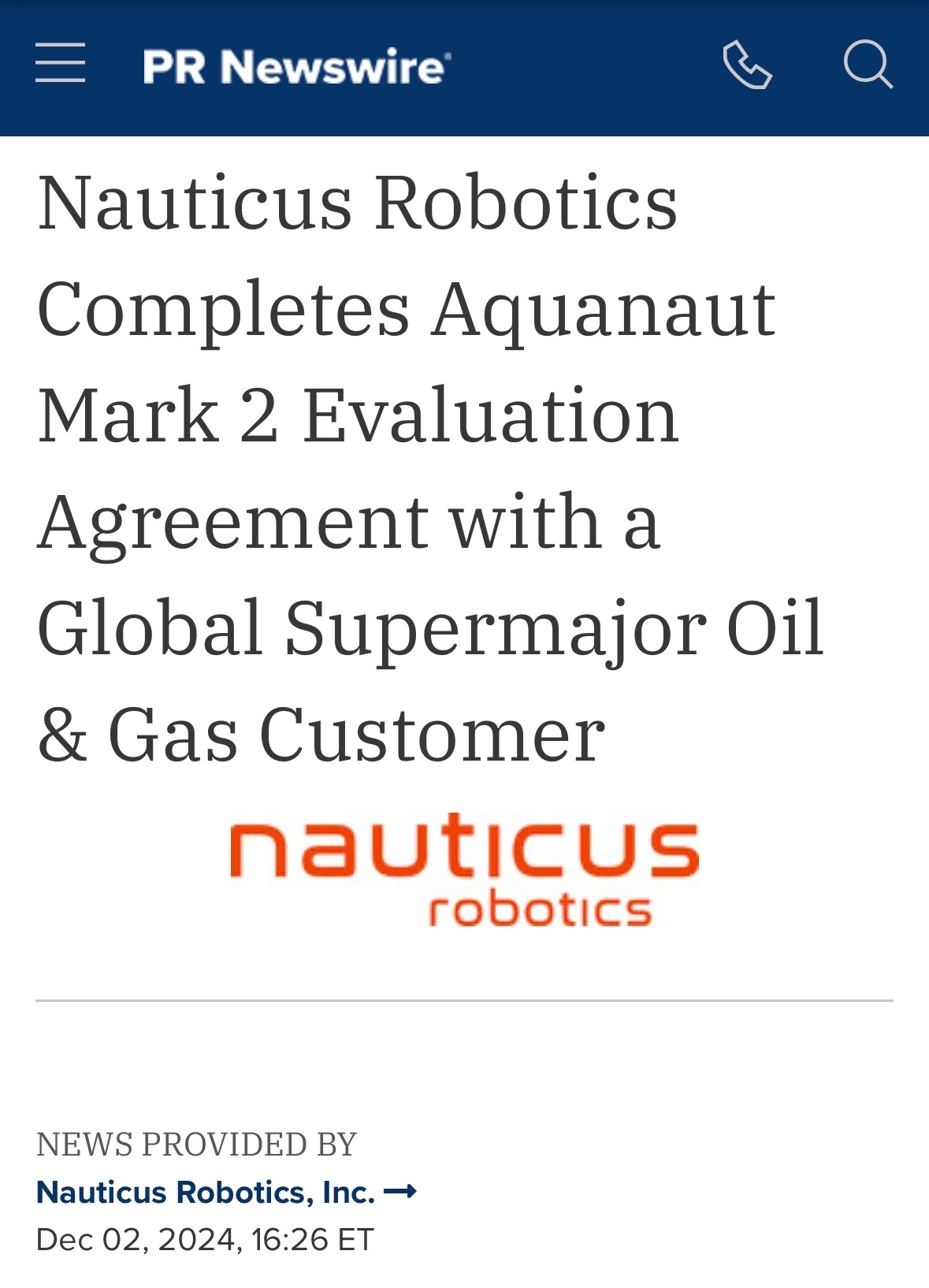 $Nauticus Robotics (KITT.US)$