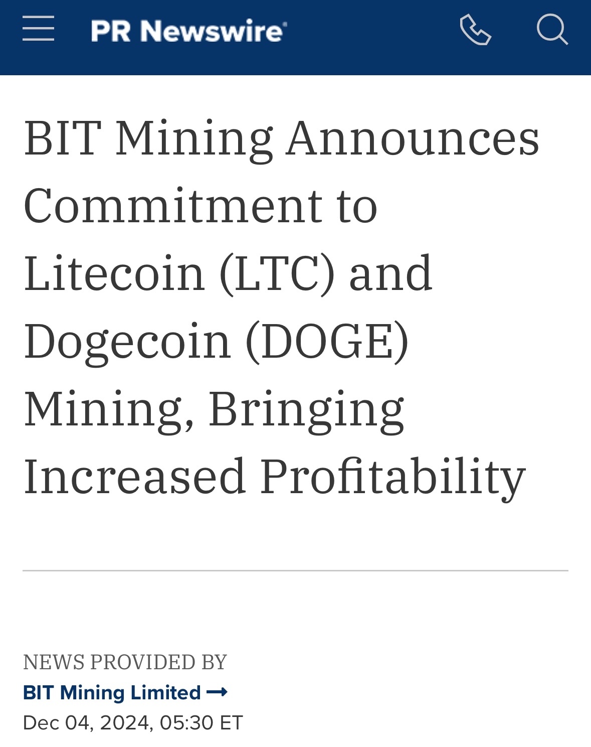 $BIT Mining (BTCM.US)$