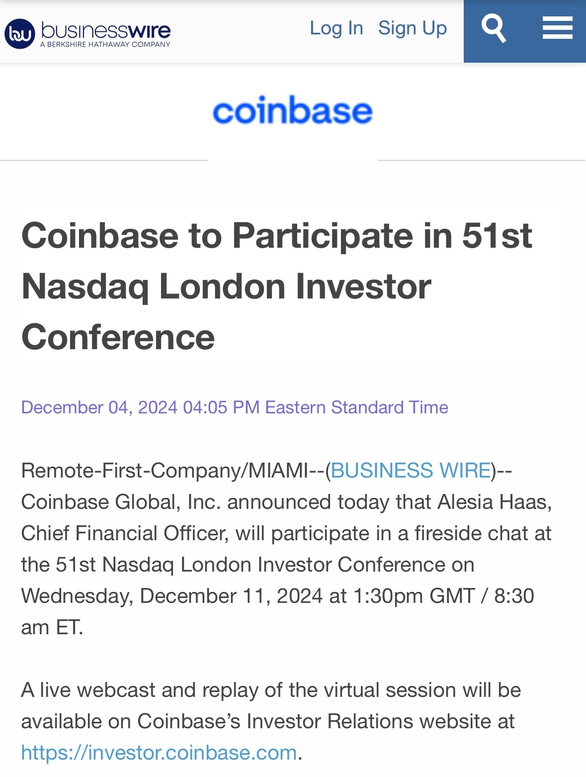 $Coinbase (COIN.US)$