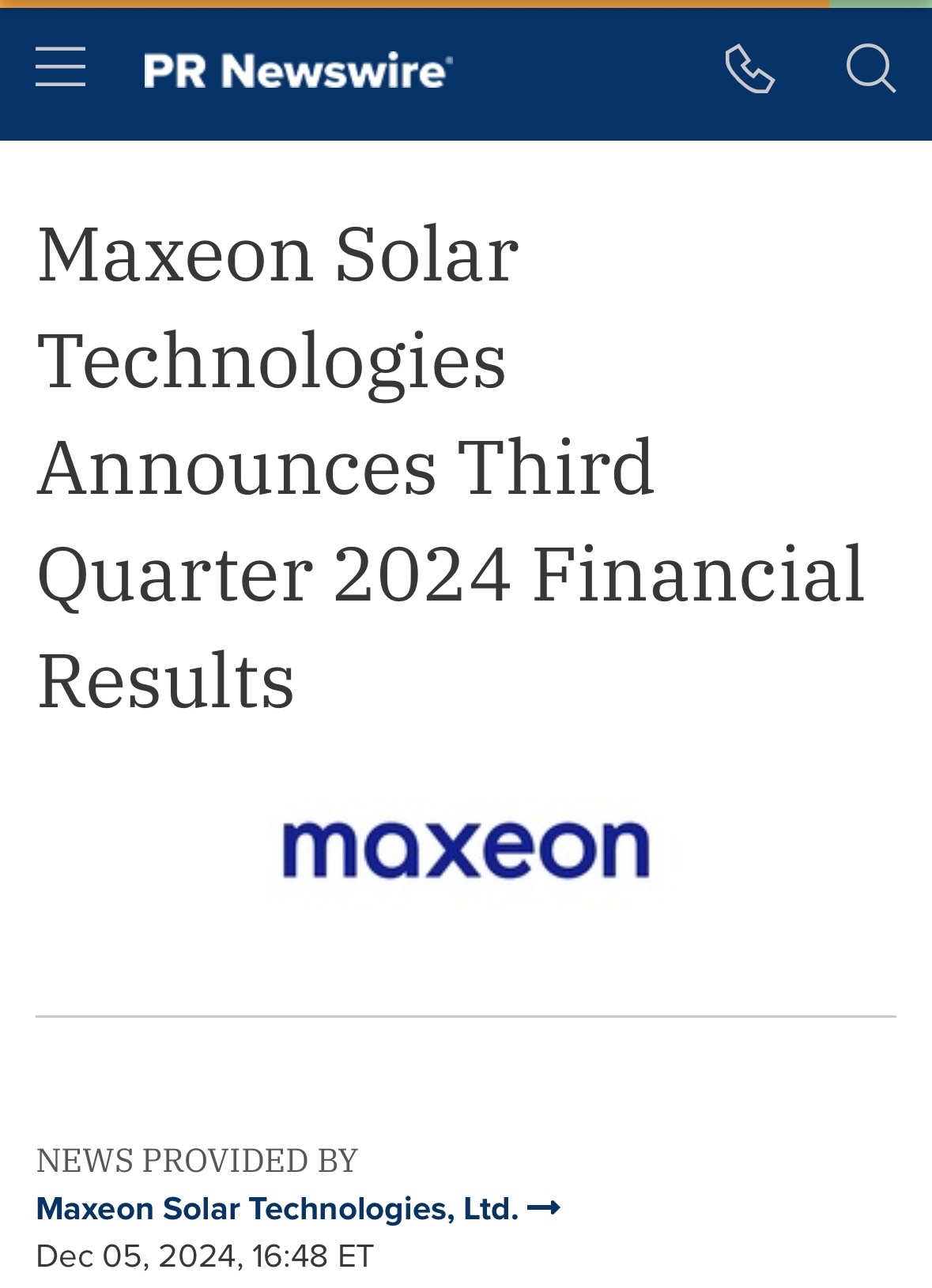 $Maxeon Solar Technologies (MAXN.US)$