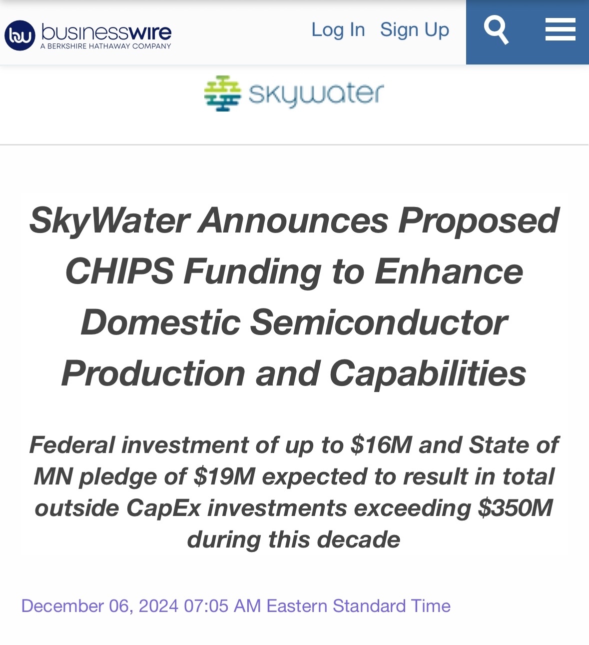 $SkyWater Technology (SKYT.US)$