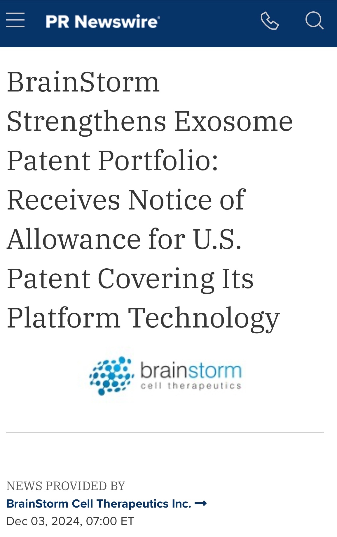 $Brainstorm Cell Therapeutics (BCLI.US)$ @MARKET-TEST-DUMMY 48小时前。