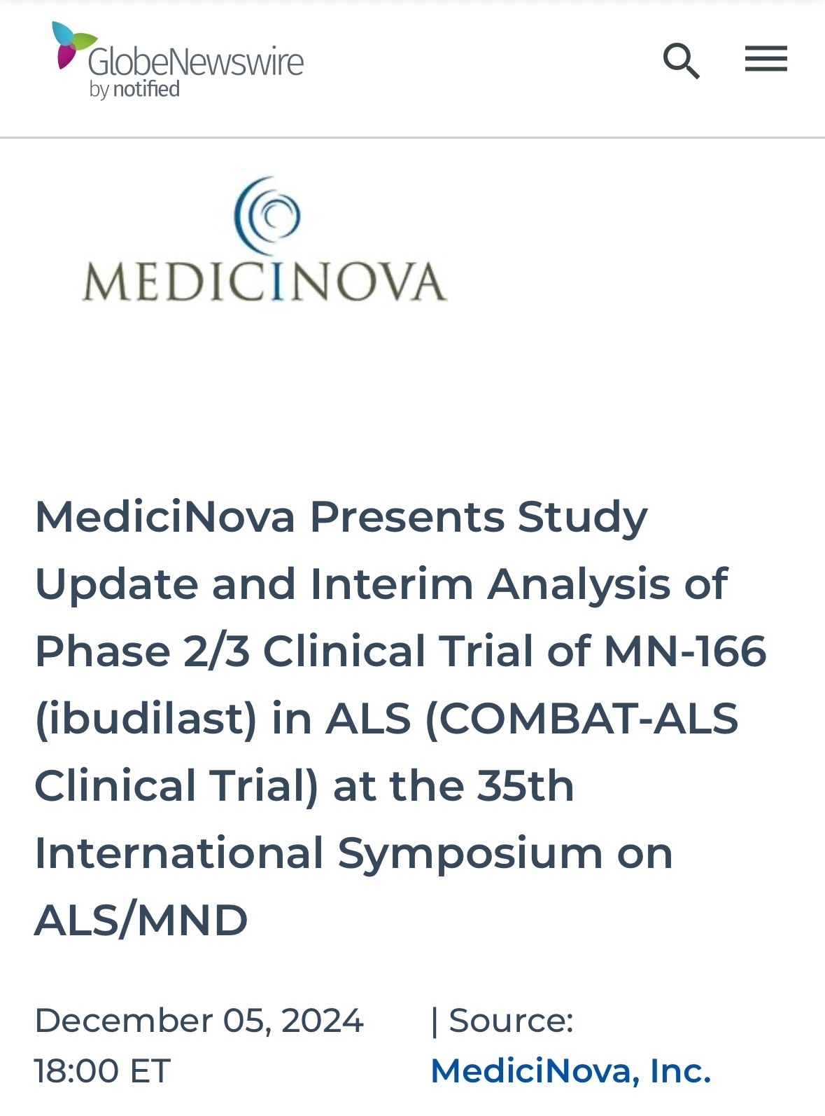 $MediciNova (MNOV.US)$