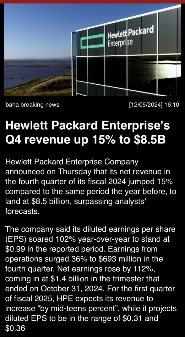 Hewlett Packard Enterprise’s Q4 revenue up 15% to $8.5B