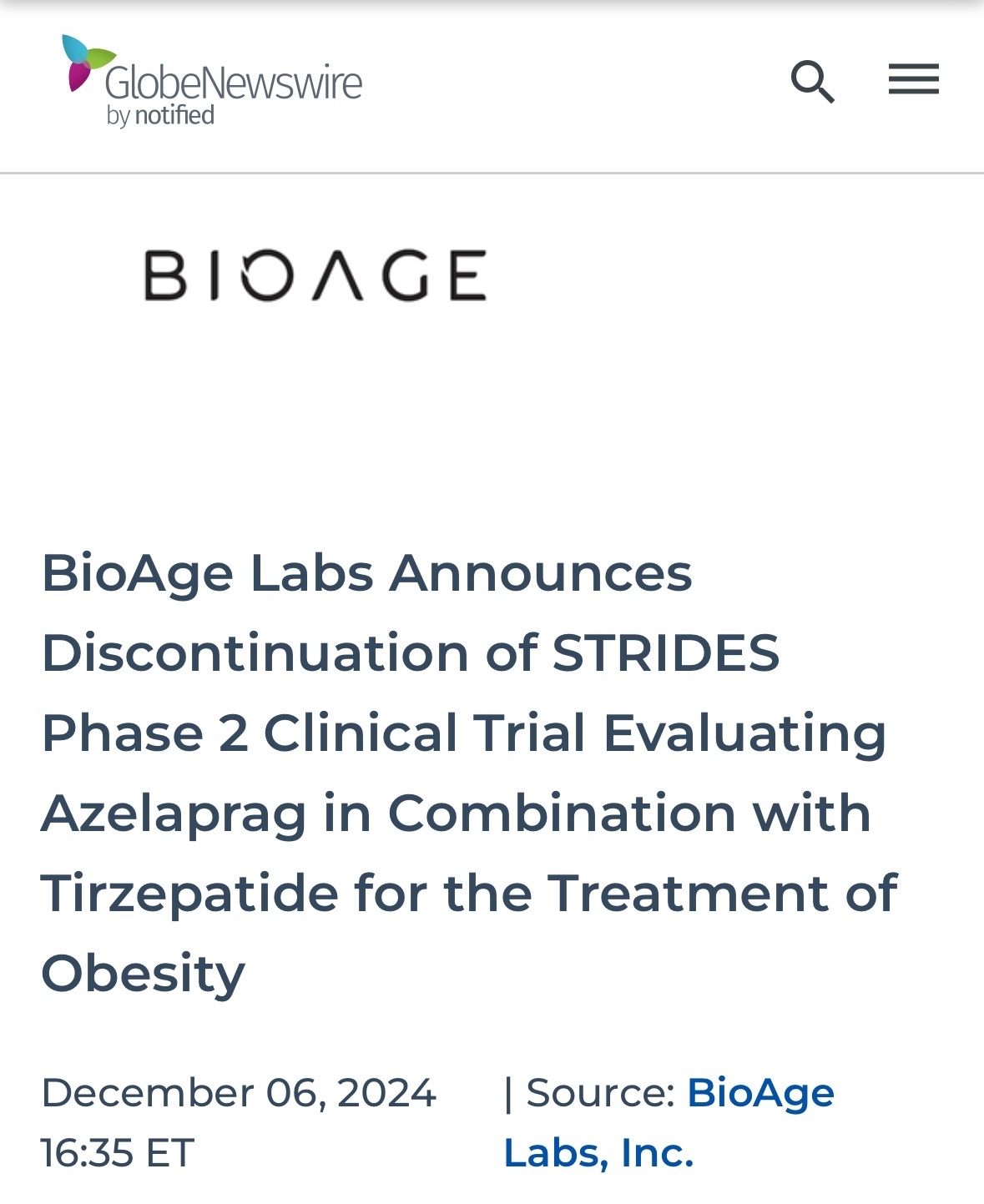 $BioAge Labs (BIOA.US)$