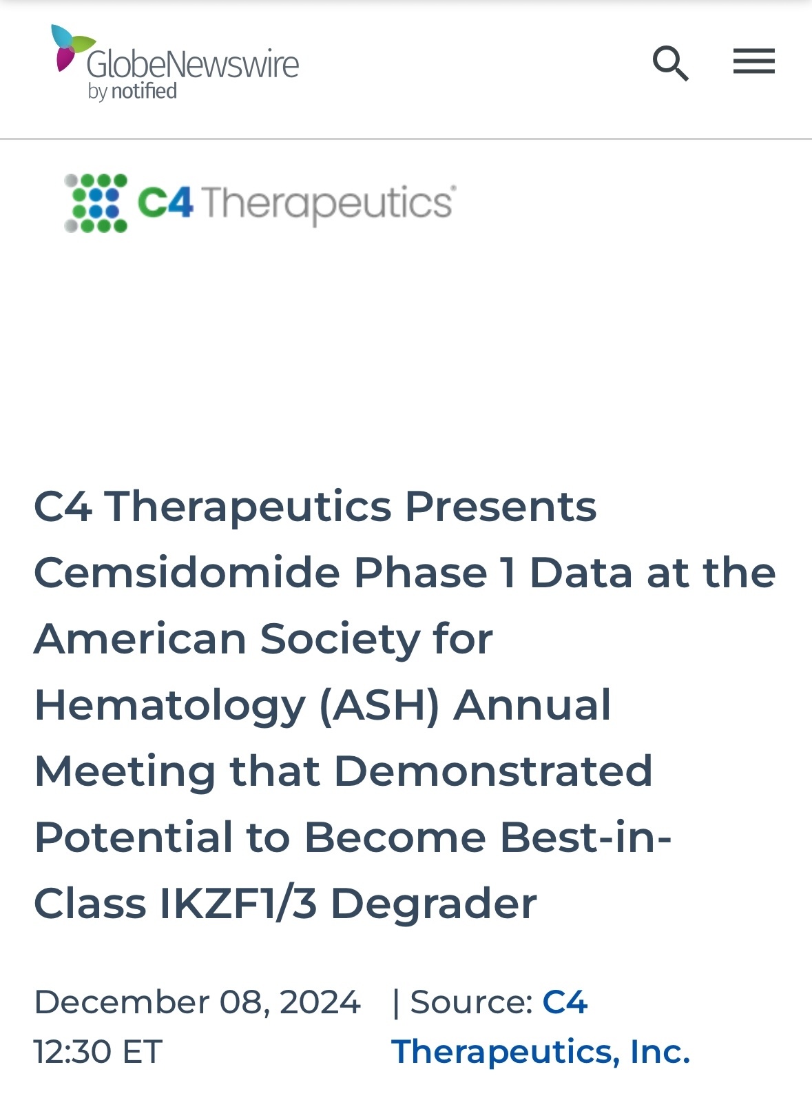 $C4 Therapeutics (CCCC.US)$